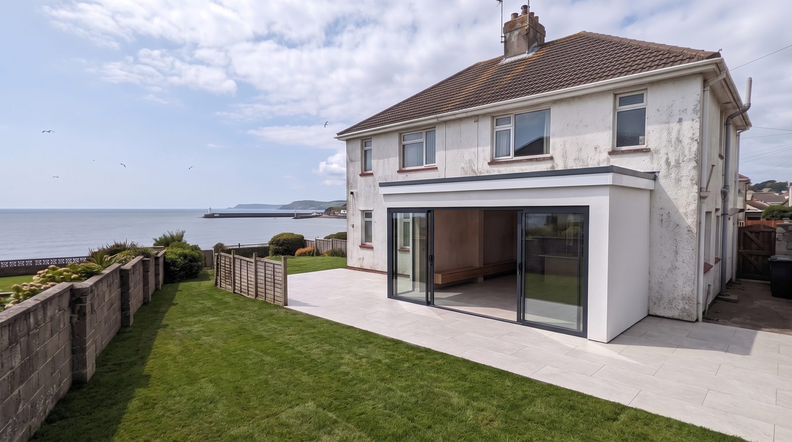 Glass in, one floor inside and out